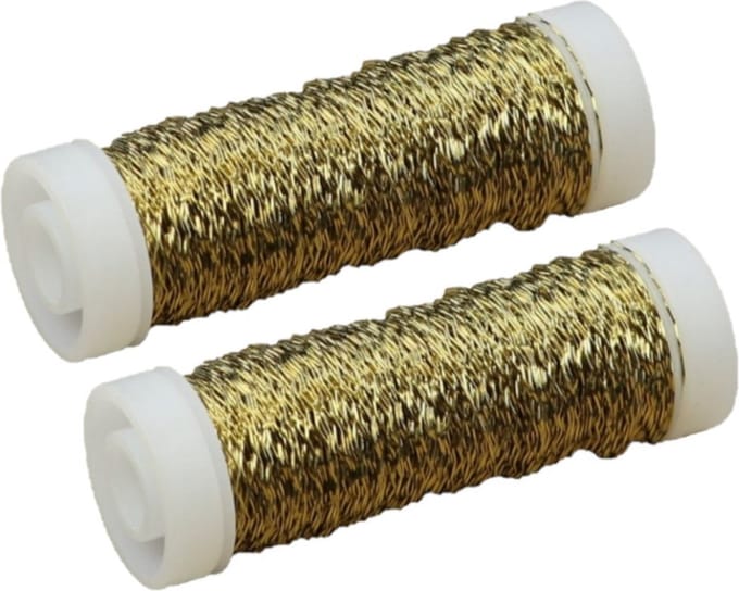 HBX Natural Living Wikkeldraad - 2x rolletjes -goud- 25 gr- bouillon -metaaldraad - hobby