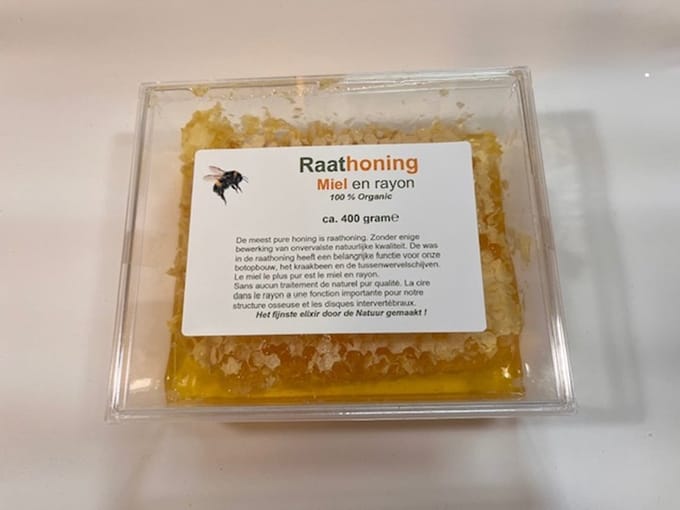 Honingland : Raathoning, Miel en rayon, Honeycomb 100 % organic ca. 400 gram.