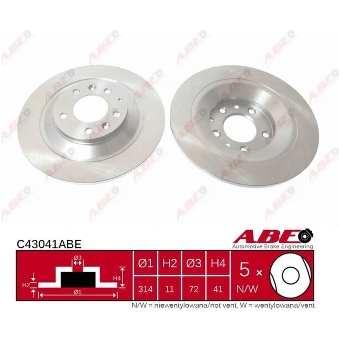 Remschijf ABE C43041 achter, volledig, 1 Stuk