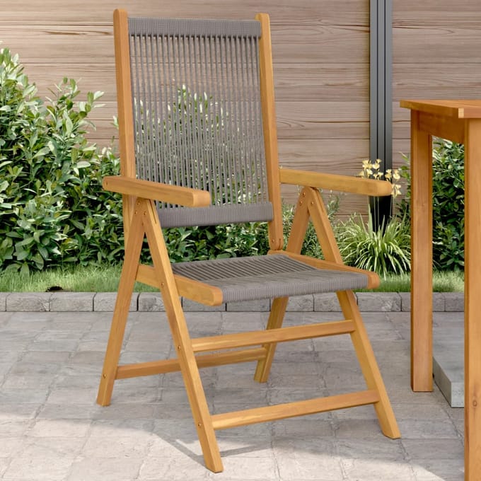 vidaXL - Inklapbare - stoelen - 2 - st - massief - acaciahout - en - polypropeen - grijs