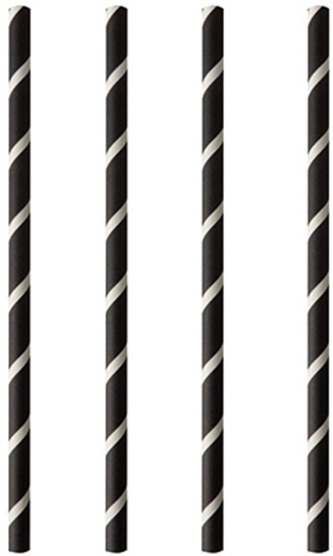 8x 100 Shake rietjes papier Ø 8 mm · 20 cm zwart/wit Stripes