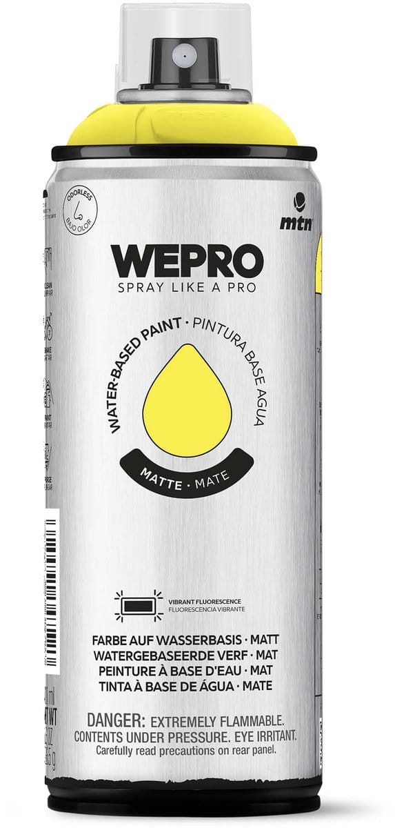 Spuitbus fluor neon geel mat MTN WEPRO WATER-BASED PAINT 400ML