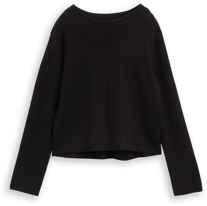 Tom Tailor - Cropped gebreide trui met opstaande kraag - Maat S - deep black