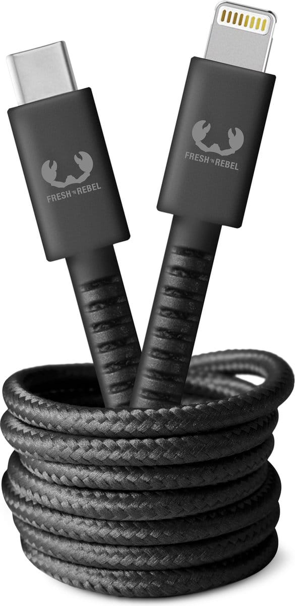 Fresh 'n Rebel - USB-C naar Apple Lightning oplaadkabel - 2 meter - Gevlochten kwaliteit kabel - Storm Grey
