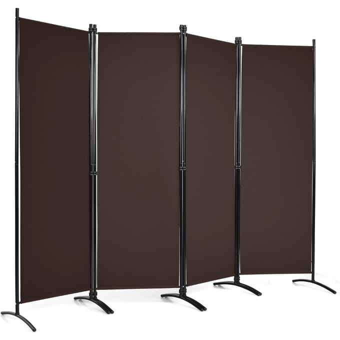 Coast 4-delige 173 cm High Room Divider draagbare partitie met stalen frame bruin