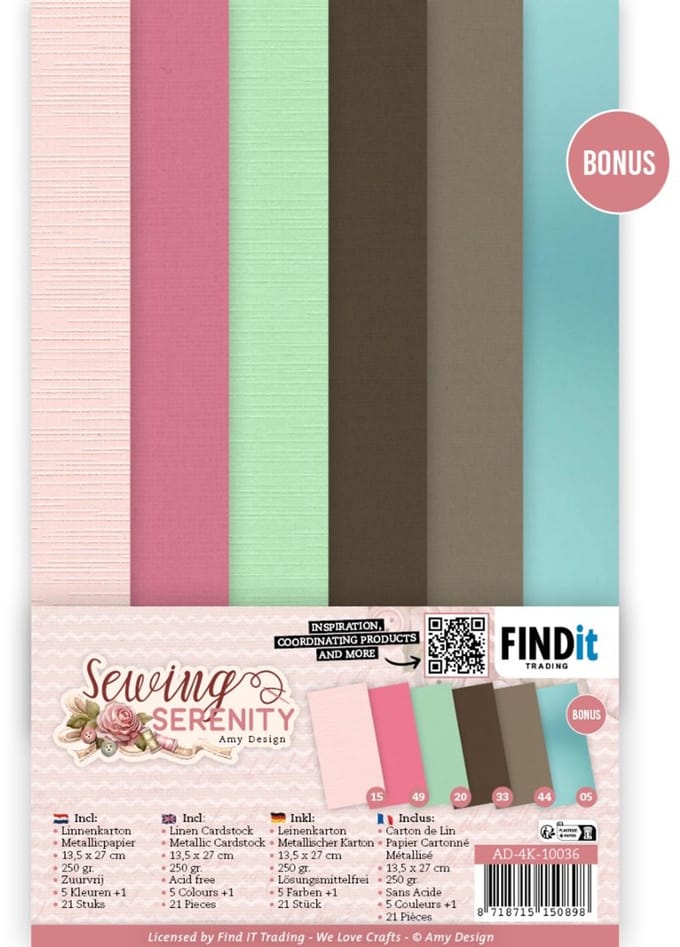 Linen Cardstock Pack - Amy Design - Sewing Serenity - 4K