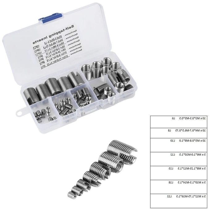 Set van 50 Zelftappende Draad Inserts van RVS voor Draadversterking en Bevestiging