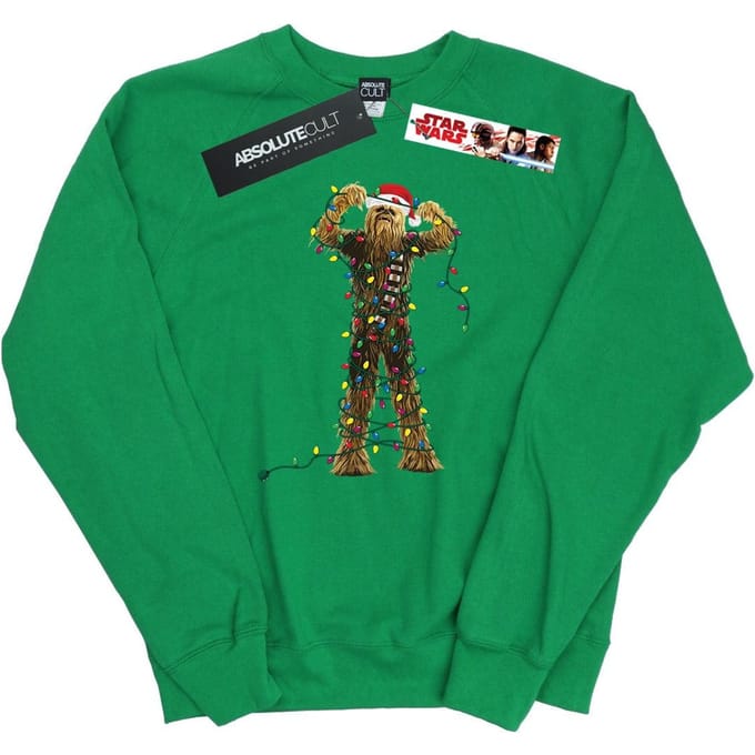 Star Wars Dames/Dames Chewbacca Kerstverlichting Sweatshirt (Iers Groen)
