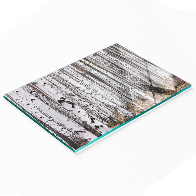 Serveerplank van gehard glas met afbeelding, berkenhout, 80x52 cm