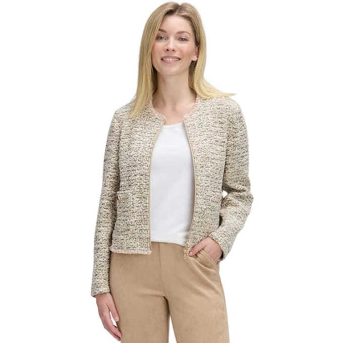 Bouclécardigan met ritssluiting - beige - Gr. 48 van Goldner Fashion