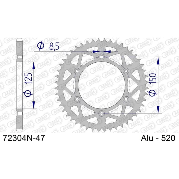 Aluminium tandwiel achter Afam 520 47 dents