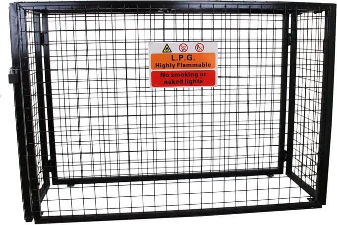Gasflessenkooi - metaalgrijs - 100cm - inklapbaar met hangslot