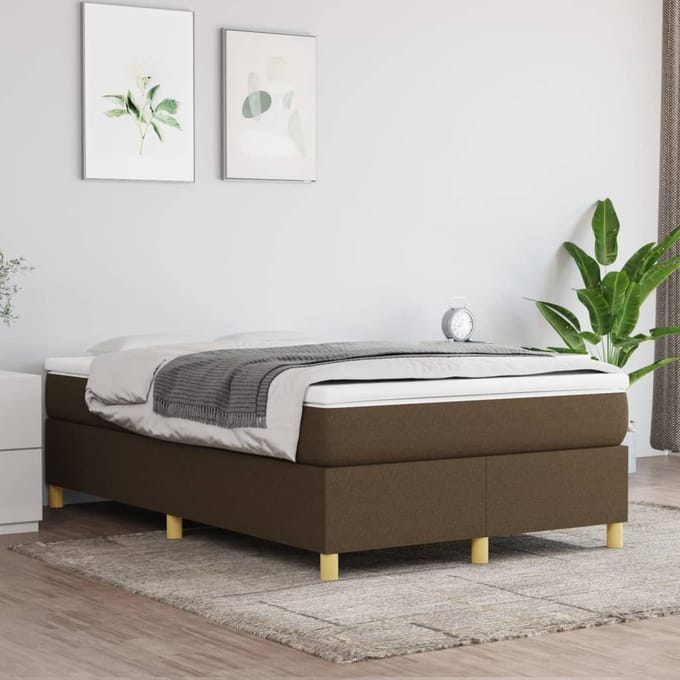 vidaXL - Boxspring - bed - 120x200 - cm - stof - donkerbruin