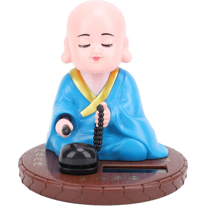 Kleine Monnik Figuur Zonne-energie Grappige Auto Schuddend Hoofd Speelgoed Chinese Kleine Monnik Beeld Auto Dashboard roze