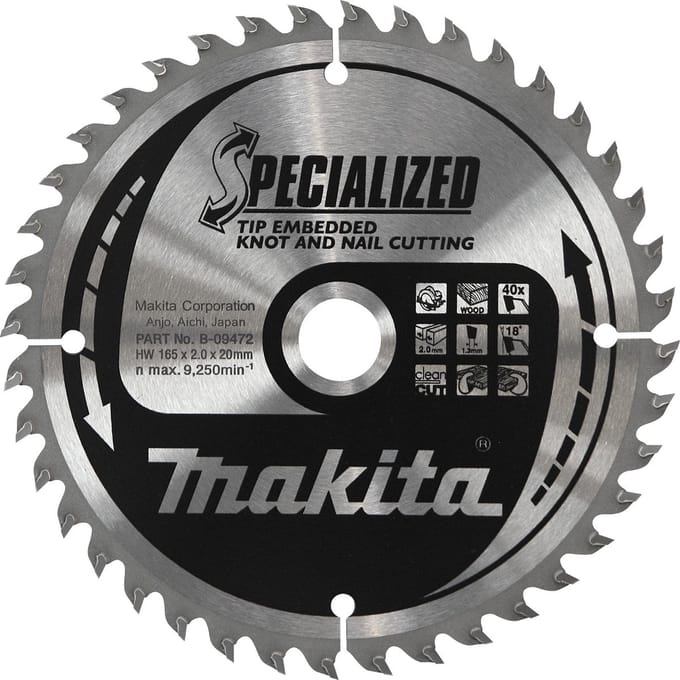 Makita 355 x 30 mm 40-tands Cirkelzaagblad Hout (noest/spijker) | Embedded Tip - B-09466