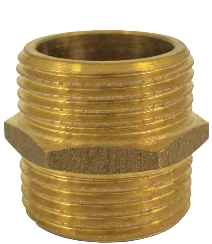 Messing Dubbele Nippel 1 1/2", Draadfitting