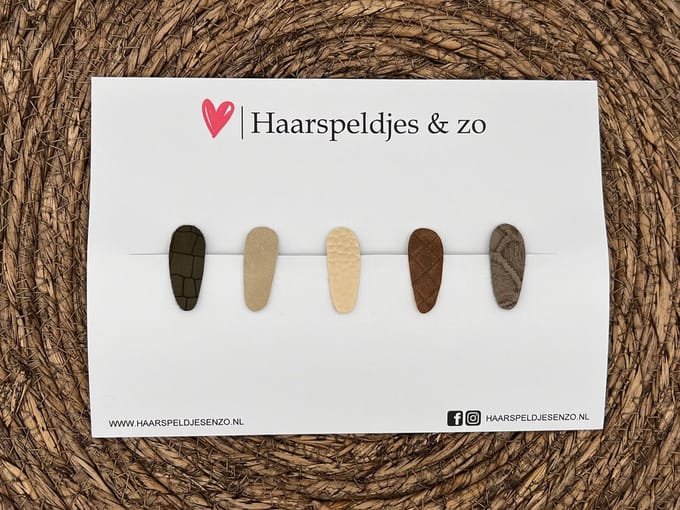 Haarspeldjes 'Lott' setje 2 - speldje met imitatieleer - 3 cm speldjes