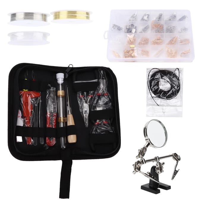 Sieraden Maak Set Tangen Ketting Open Ring Kit Kralen DIY Handwerk Accessoires black
