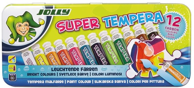 Jolly verf set Super Tempera 7,5 ml 12 kleuren kinderverf.