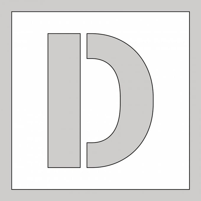 Spuitsjabloon letter D - dibond 500 x 500 mm