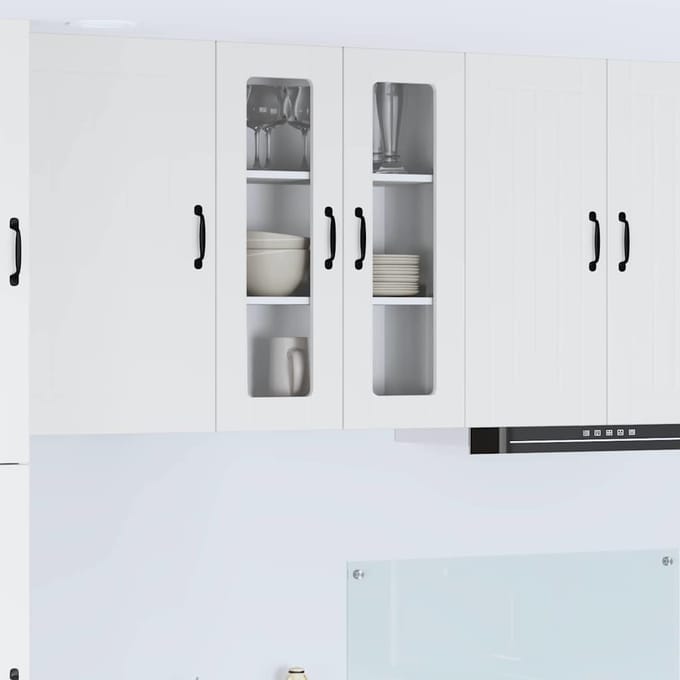 vidaXL - Wandglas - Kasten - LUCCA - Wit - 60 - x - 31 - x - 80 - cm - Bewerkt - hout