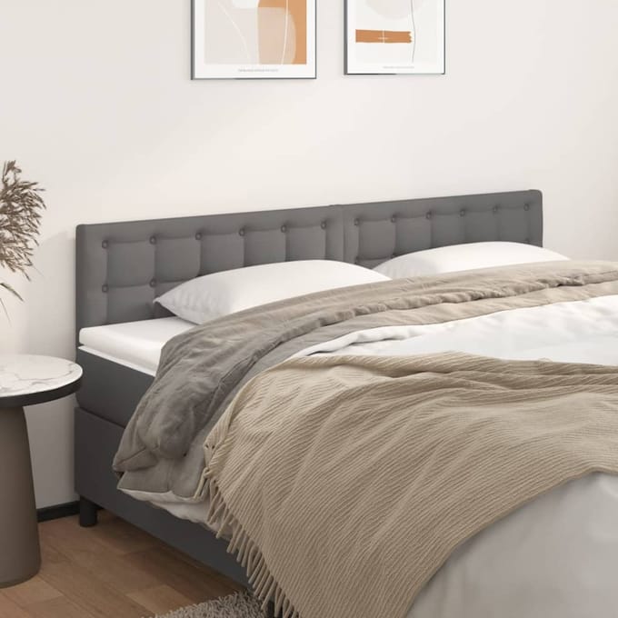 vidaXL - Hoofdborden - 200x5x78/88 - cm - kunstleer - grijs