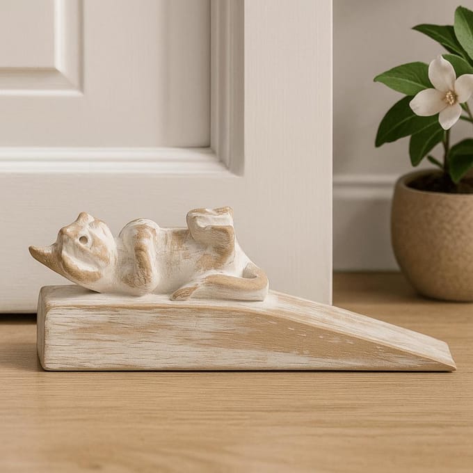Handgesneden deurstopper - Kitten