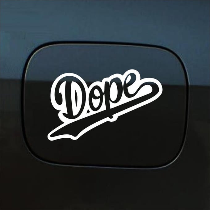 Bumpersticker - Dope - 10 X 18 - Wit