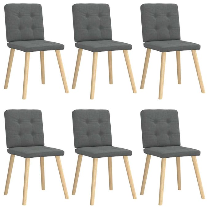 vidaXL Eetkamerstoelen 6 st stof donkergrijs