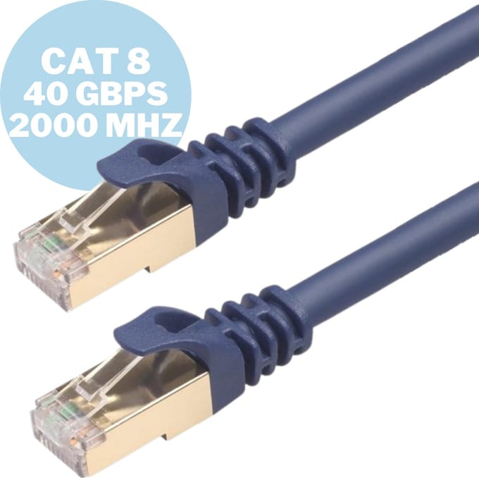 By Qubix - internetkabel - cat 8 Ethernet kabel - 7.6 meter - RJ45 - donkerblauw - Netwerkkabel - UTP kabel