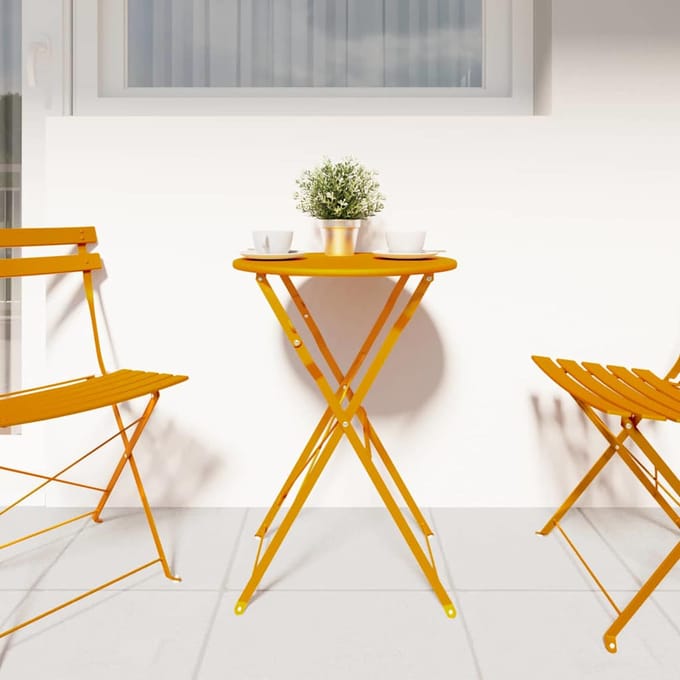 vidaXL - Bistrotafel - Mosterdgeel - Ø - 50 - x - 71 - cm - Poedergecoat - staal