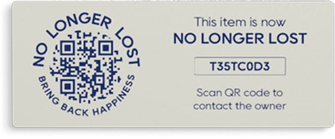NoLongerLost - slimme Stickers (x2) - Slimme Sticker groot rechthoekig (6.5 cm x 2.5 cm) - Off white - Unieke QR code - Tracking