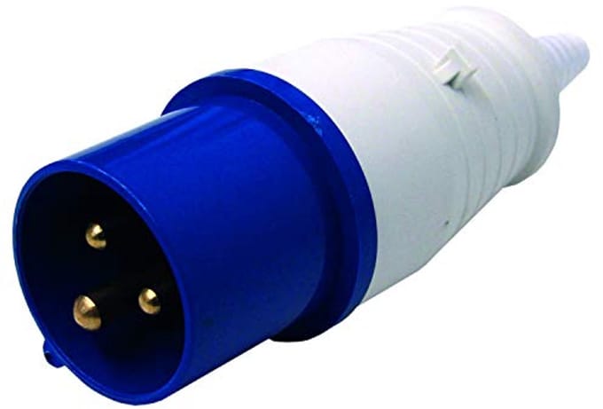 Industriële stekker IEC 16A 2P+T 220V IP44 blauw