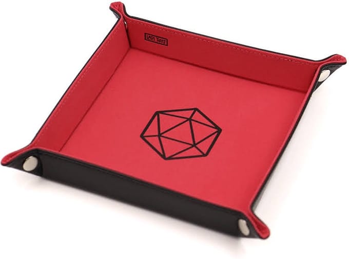 Lapi Toys - Dungeons and dragons dobbelbak - Dice tray - DnD - D&D - Rood - Zwart - Imitatieleer