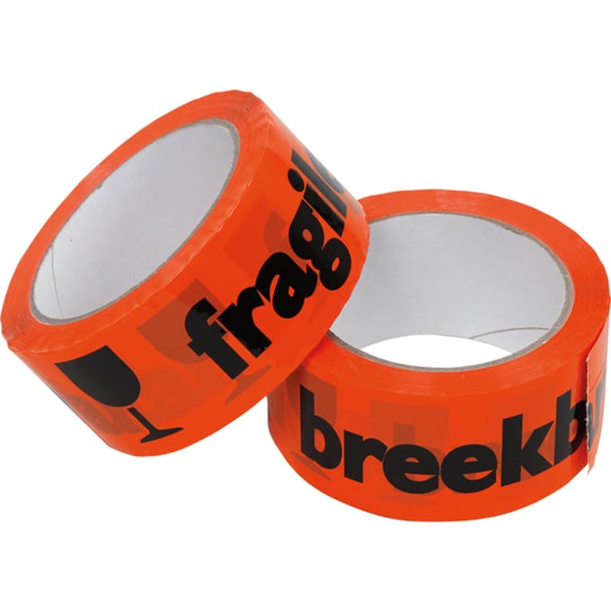 Waarschuwingstape IEZZY breekbaar 50mmx66m oranje/zwart