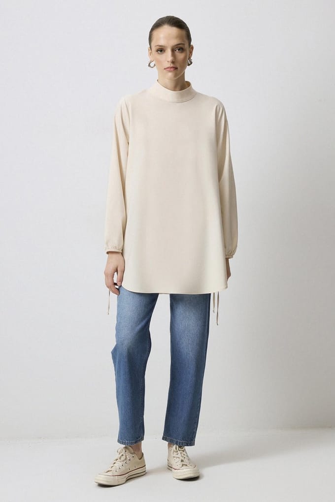 Touché Privé - Viscose tuniek met strikdetail - Crème - Dames