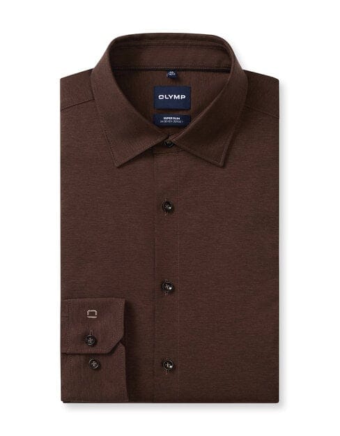 OLYMP No. Six 24/Seven Overhemd, Super Slim, Urban Kent, Nougat