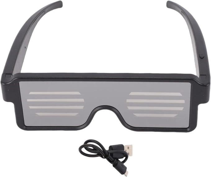 LED Gloei Bril - Feestbril Oplaadbaar - Feestverlichting - Dynamisch Knipperpatroon - 17 x 6 x 4 cm - Wit