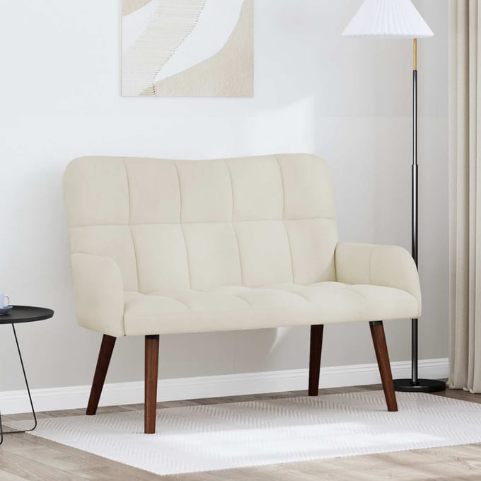 vidaXL - 2-Zits - Sofa - Crèmekleurig - 115 - x - 61 - x - 87 - cm - fluweel