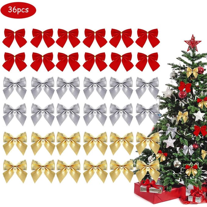 36 Stuks/Set Kerst Strikken Mini Decoratieve Strikken Lint Strikken Decoratie gray