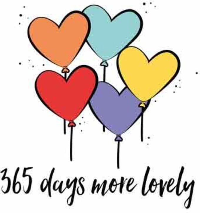 Wenskaart Verjaardag - 365 Days More Lovely - Met Envelop
