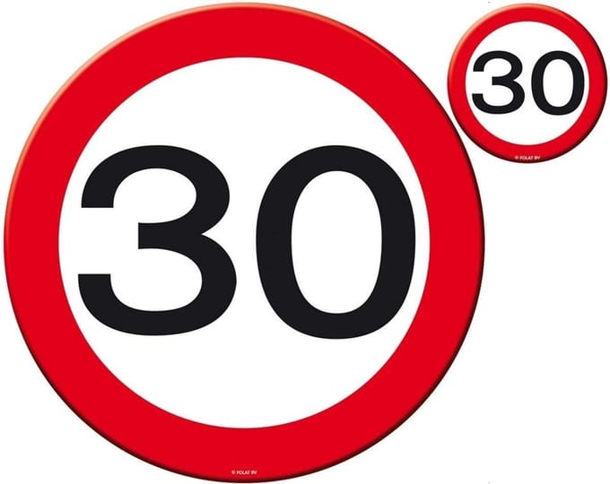 Set van 4x stuks Placemats/onderzetters 30 jaar feestartikelen - 30 jarige versiering