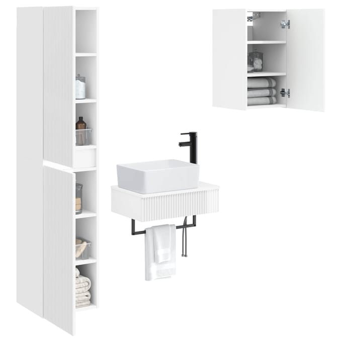 vidaXL - Badkamermeubel - Set - 3 - st - Hoogglans - Wit - 33 - x - 34,5 - x - 160 - cm