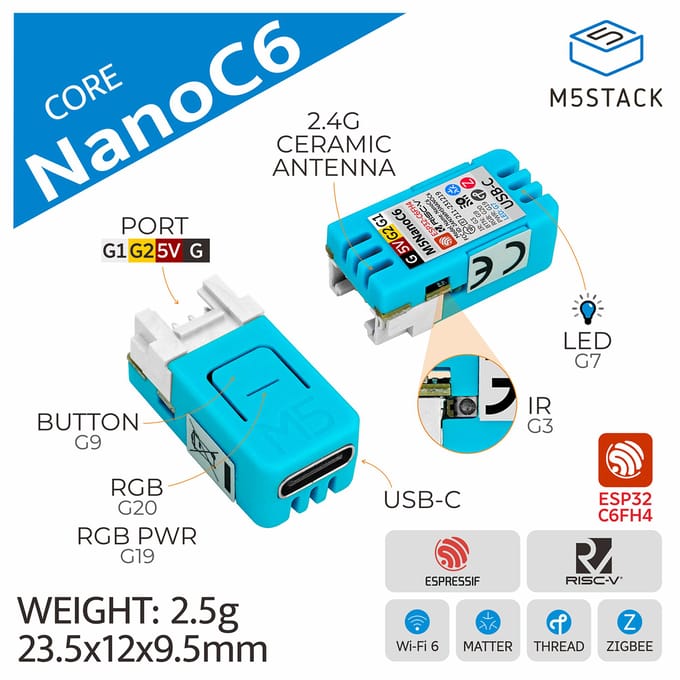 M5Stack officiële NanoC6 ontwikkelkit