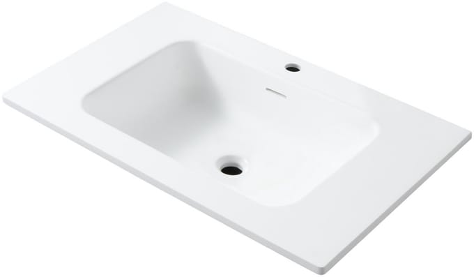 WONDA Square Slim Wastafel – 80x1,6x52,5 cm – Kunstmarmer – Mat Wit