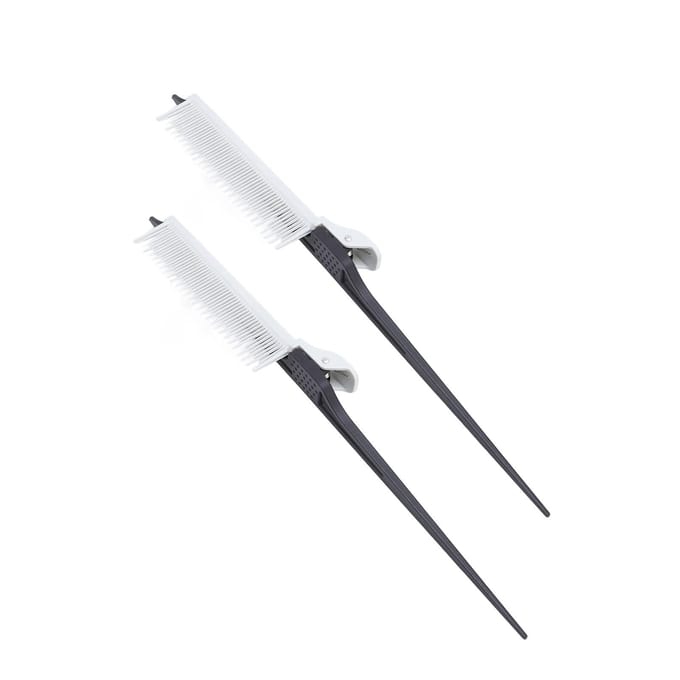 2 STUKS Multifunctionele Staartkammen Plastic Haarscheiding Kam Clip voor Styling Sectioneren Touperen white