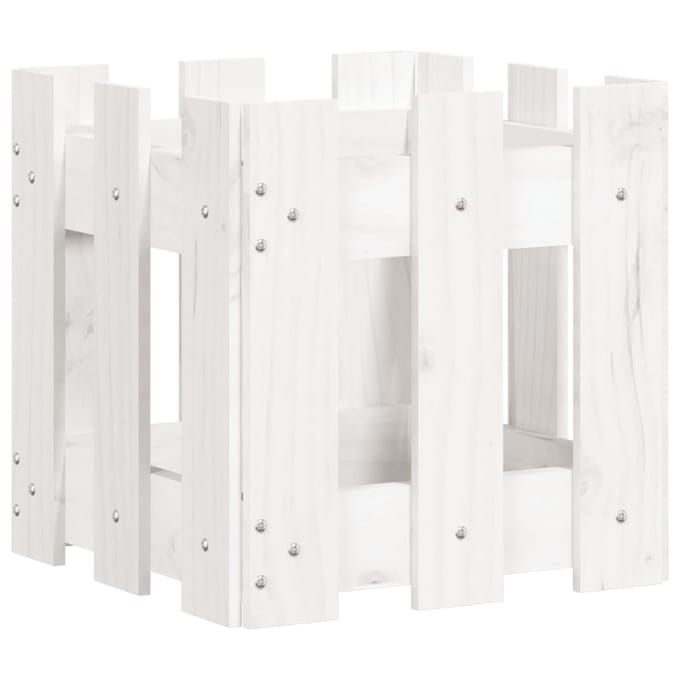 vidaXL - Plantenbak - met - hekontwerp - 30x30x30 - cm - massief - grenenhout - wit