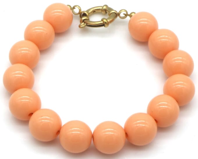 RVS kralen armband 18 cm – zalm – dames