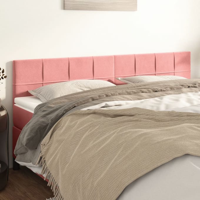 vidaXL - Hoofdborden - 200x5x78/88 - cm - fluweel - roze