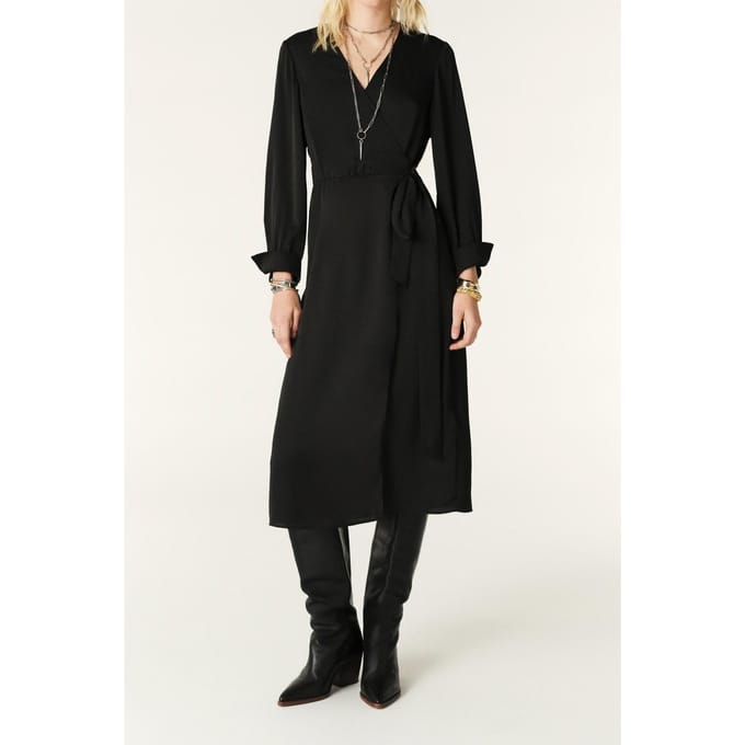 BA&SH Robe Iris Noir Maat: M | Midi Jurken Outlet | Dames | Zwart